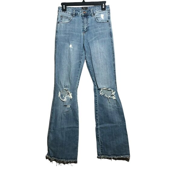 Twelve Ontwelfth Jeans Bootcut Flare Women Sz 26 Distress Western Cowboy Hippie - Picture 1 of 12